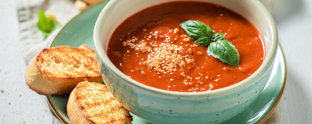 Tasty and creamy tomato soup made of fresh tomatoes