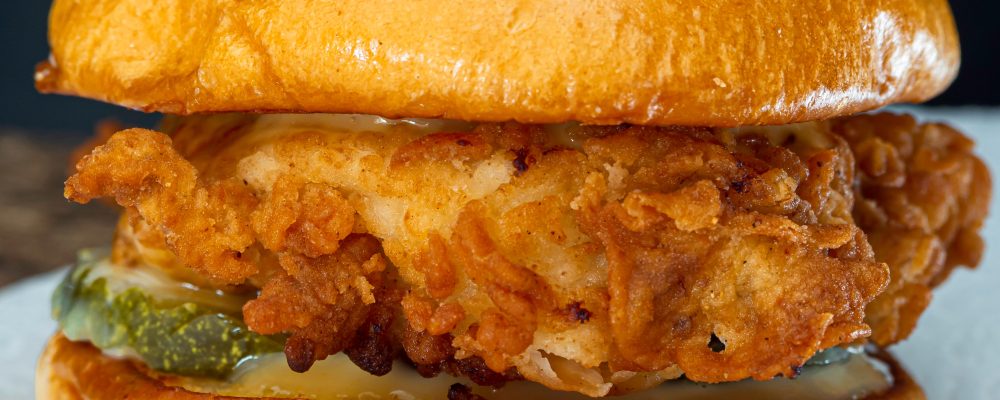 Fried chicken sandwich close up