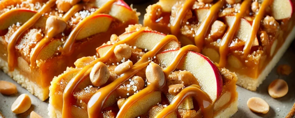 Apple Pie Bars with Salted Peanut Butter Caramel