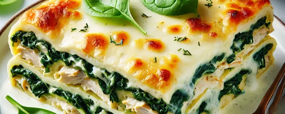 Creamy White Chicken and Spinach Lasagna