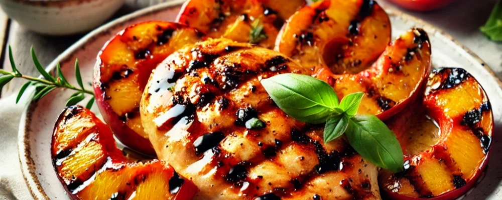 DALL-A-delectable-dish-of-Peach-Balsamic-Grilled-Chicken.-The-chicken-breasts-are-perfectly-grilled-with-char-marks-and-a-golden-brown-crust-topped-with-