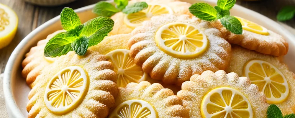 DALL-A-plate-of-Lemon-Butter-Cookies-perfectly-baked-with-a-golden-brown-edge-and-a-light-dusting-of-powdered-sugar-on-top.-The-cookies-are-arranged-on-a-