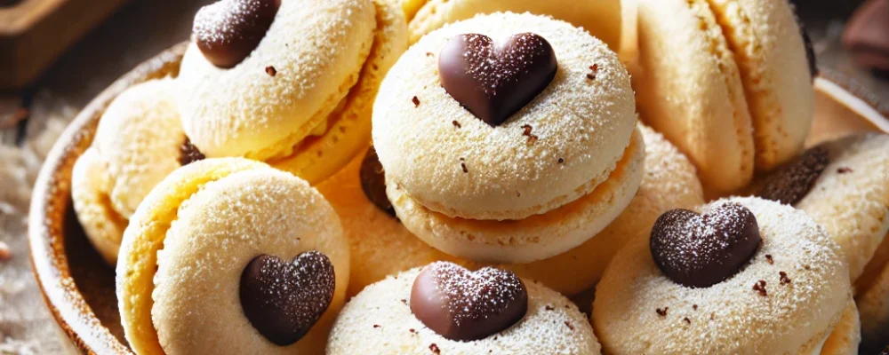 Macaroon Blossoms Chewy Coconut Clouds with Chocolate Hearts