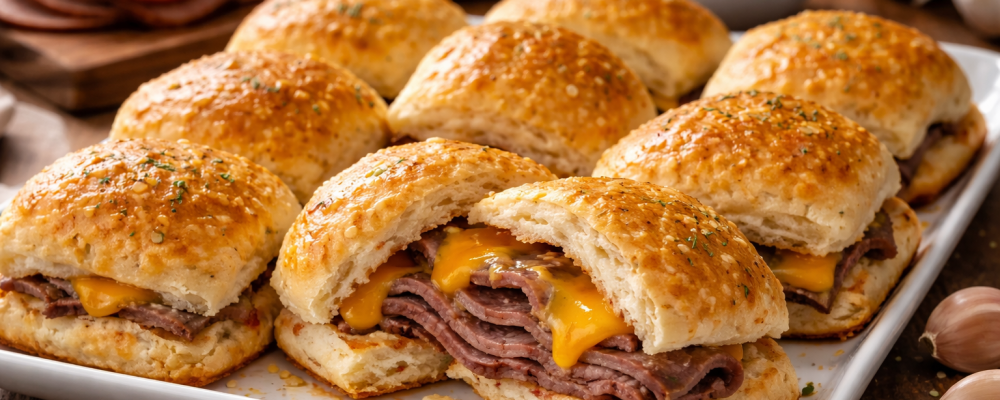Roast Beef and Cheese Stuffed Biscuits