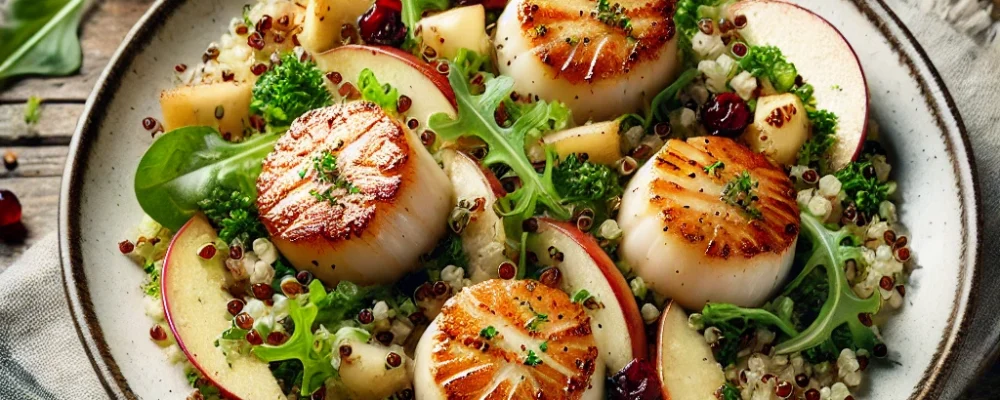 Seared-Scallops-With-Quinoa-and-Apple-Salad