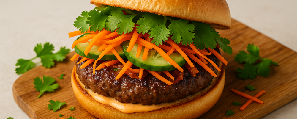 Vietnamese Bánh Mì Burgers with Sriracha Aioli